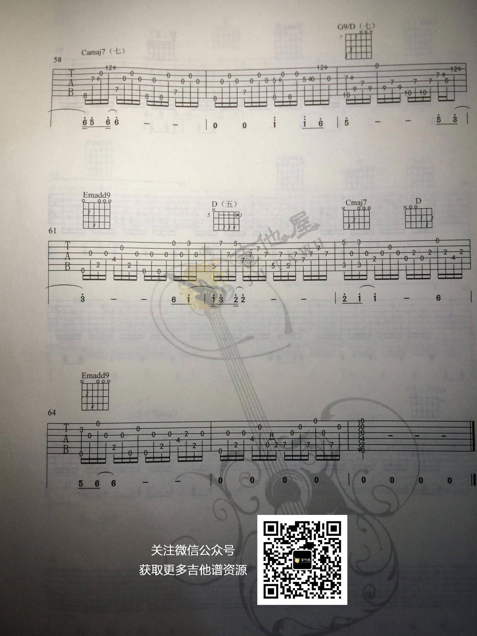 一生所爱指弹吉他谱预览图