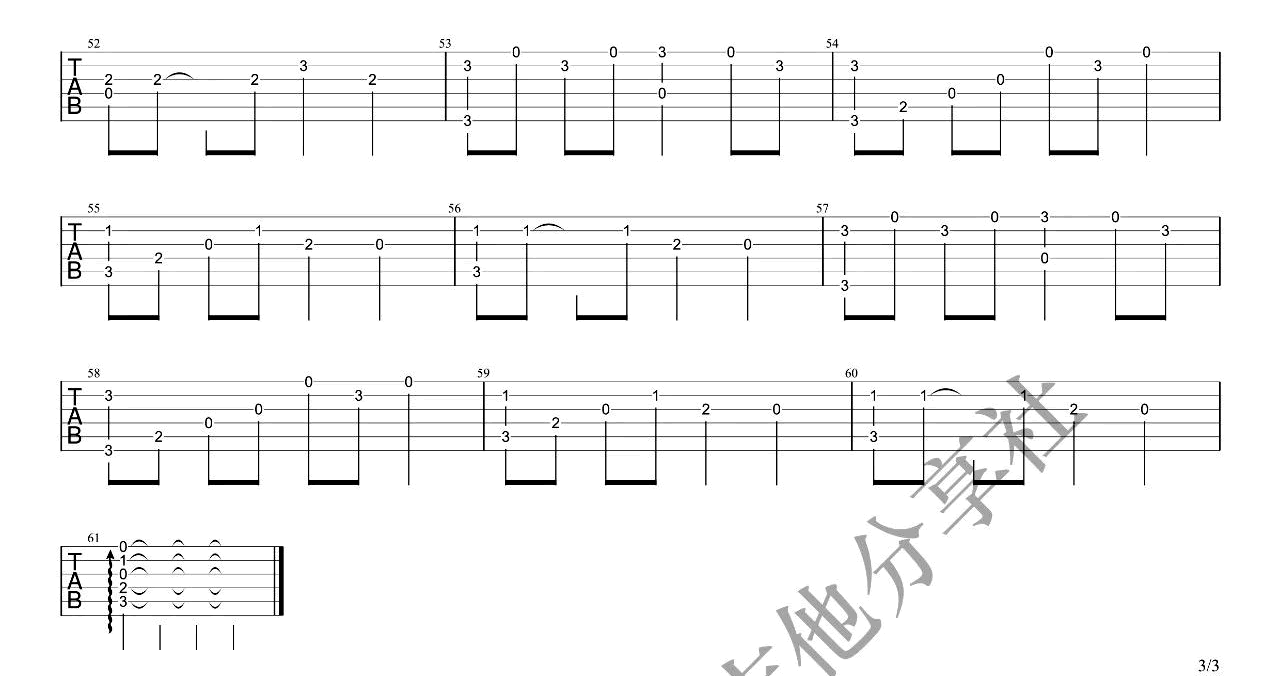恋曲1990指弹吉他谱预览图