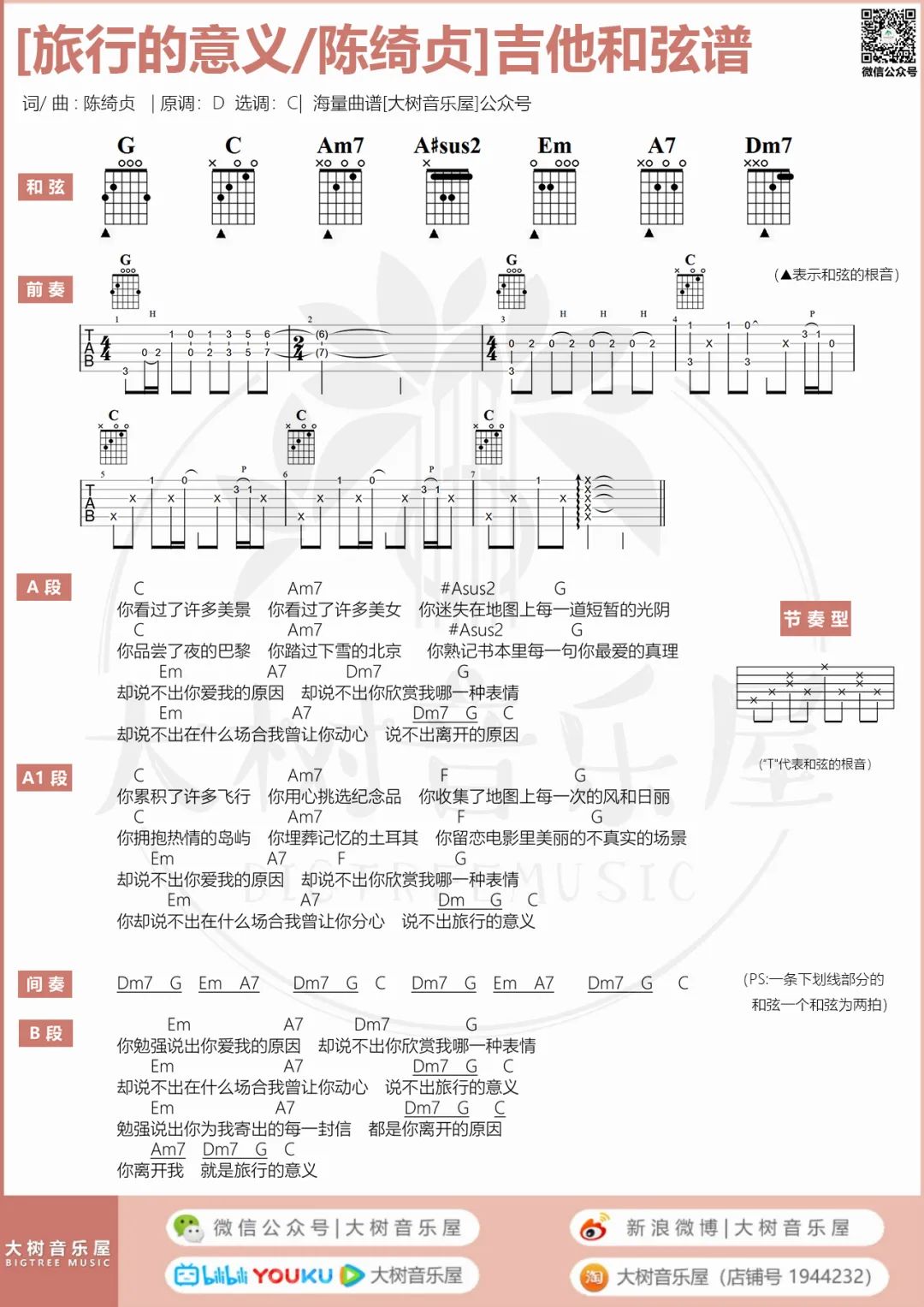 旅行的意义吉他谱预览图