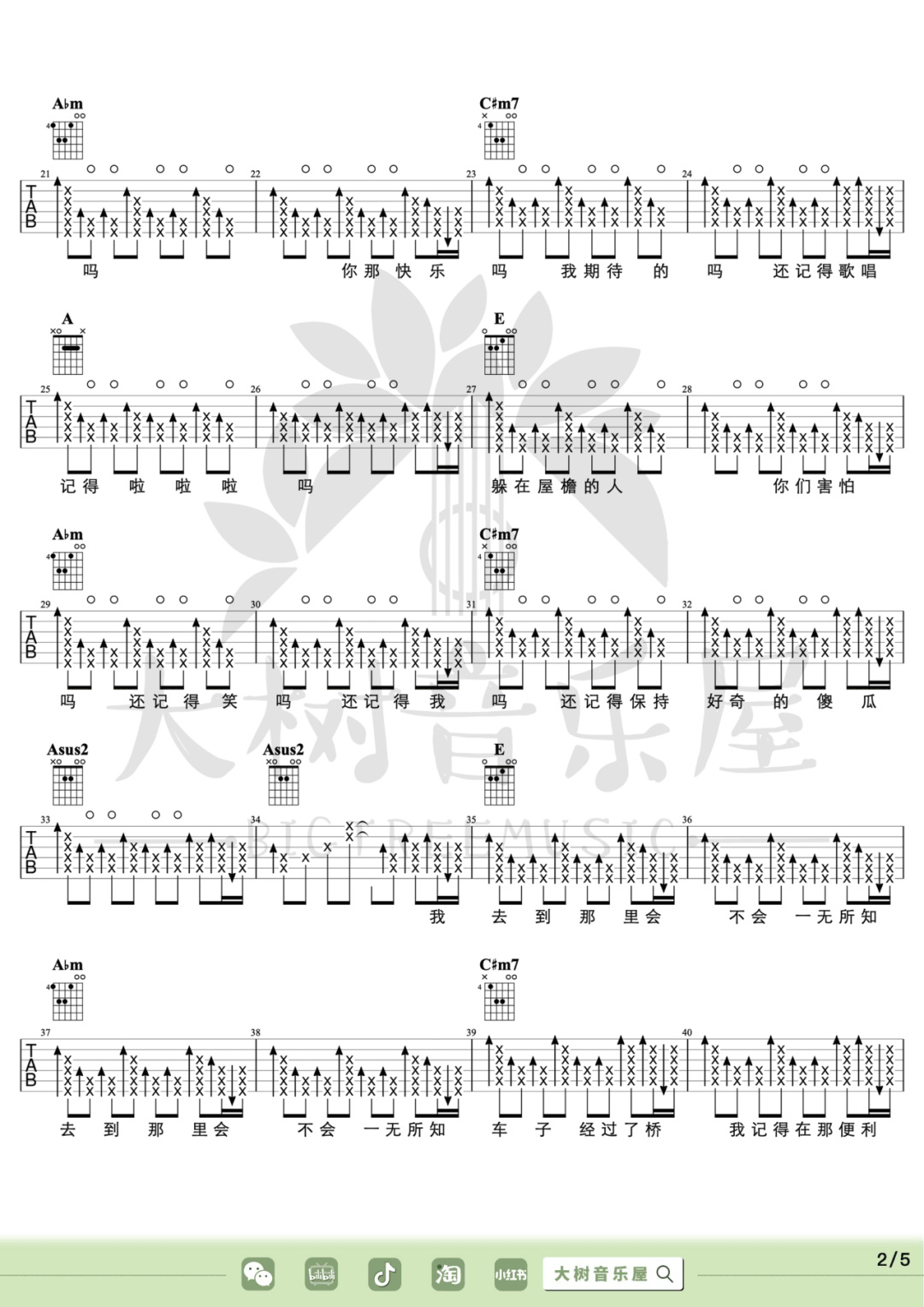 鲜花吉他谱预览图