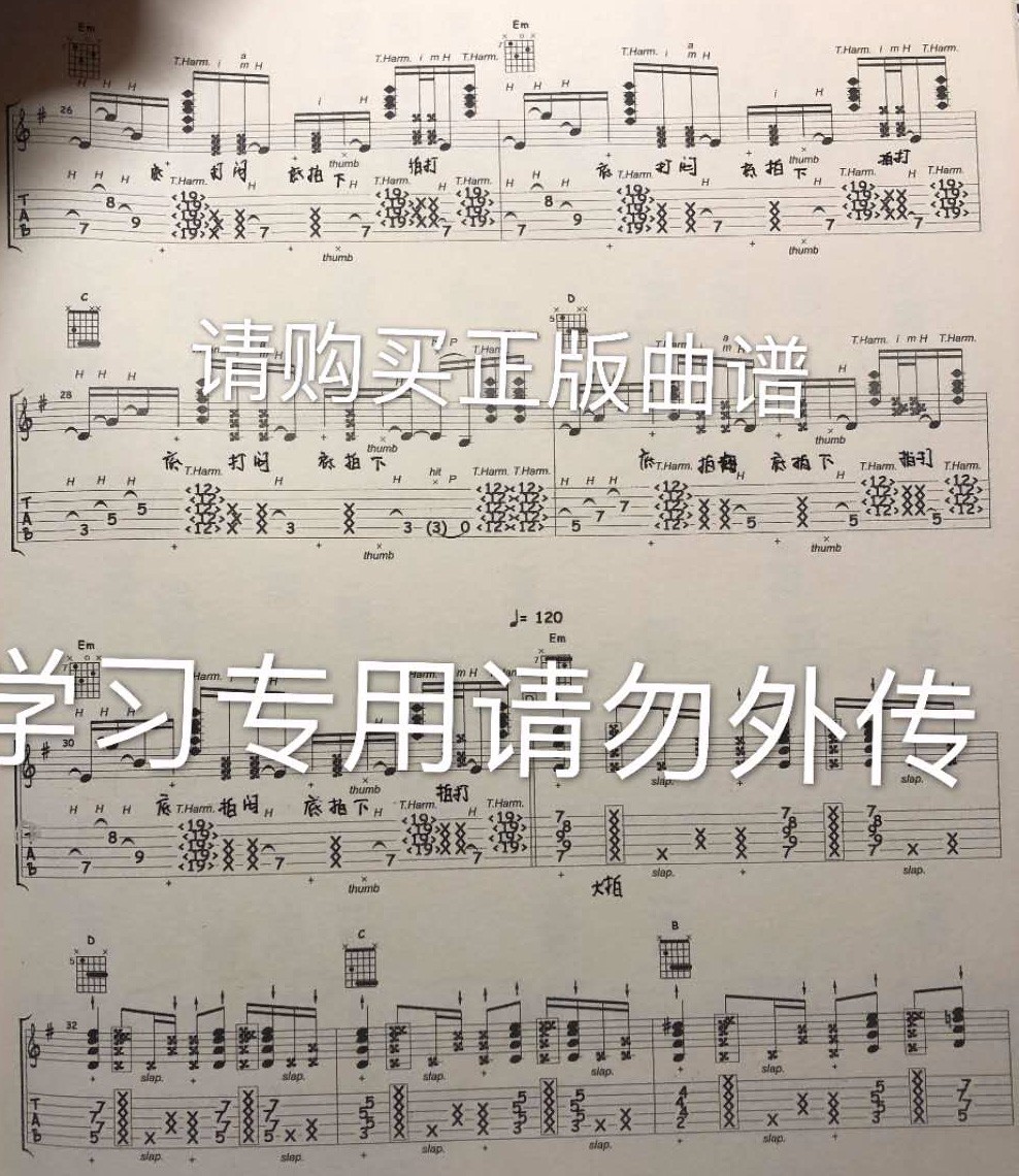 不忘初心指弹吉他谱预览图