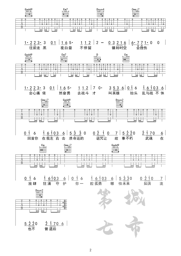 破茧吉他谱预览图