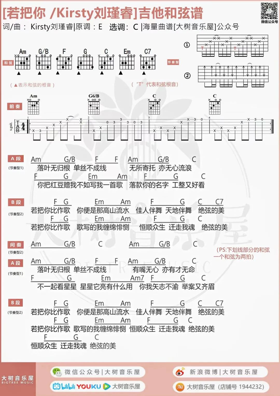 若把你吉他谱预览图