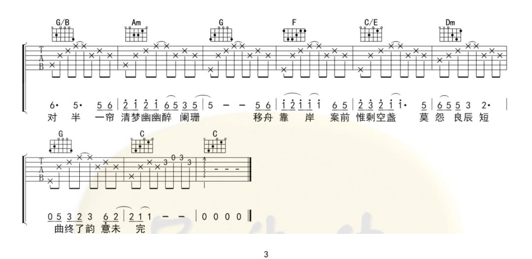 烟雨行舟吉他谱预览图