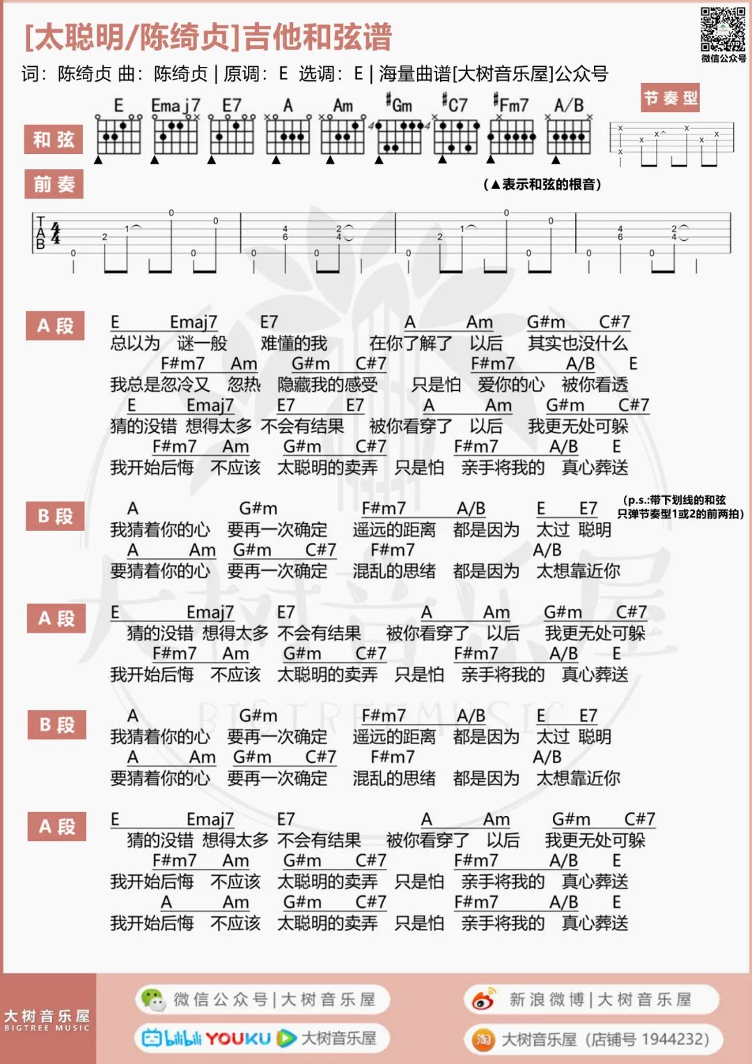 太聪明吉他谱预览图