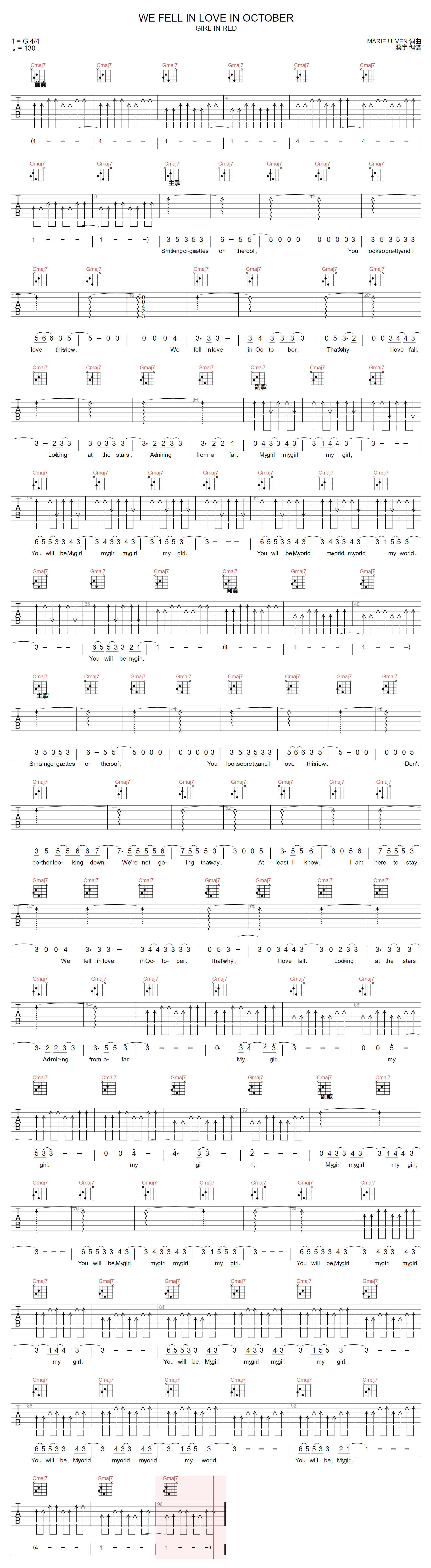 We-Fell-In-Love-In-October吉他谱预览图