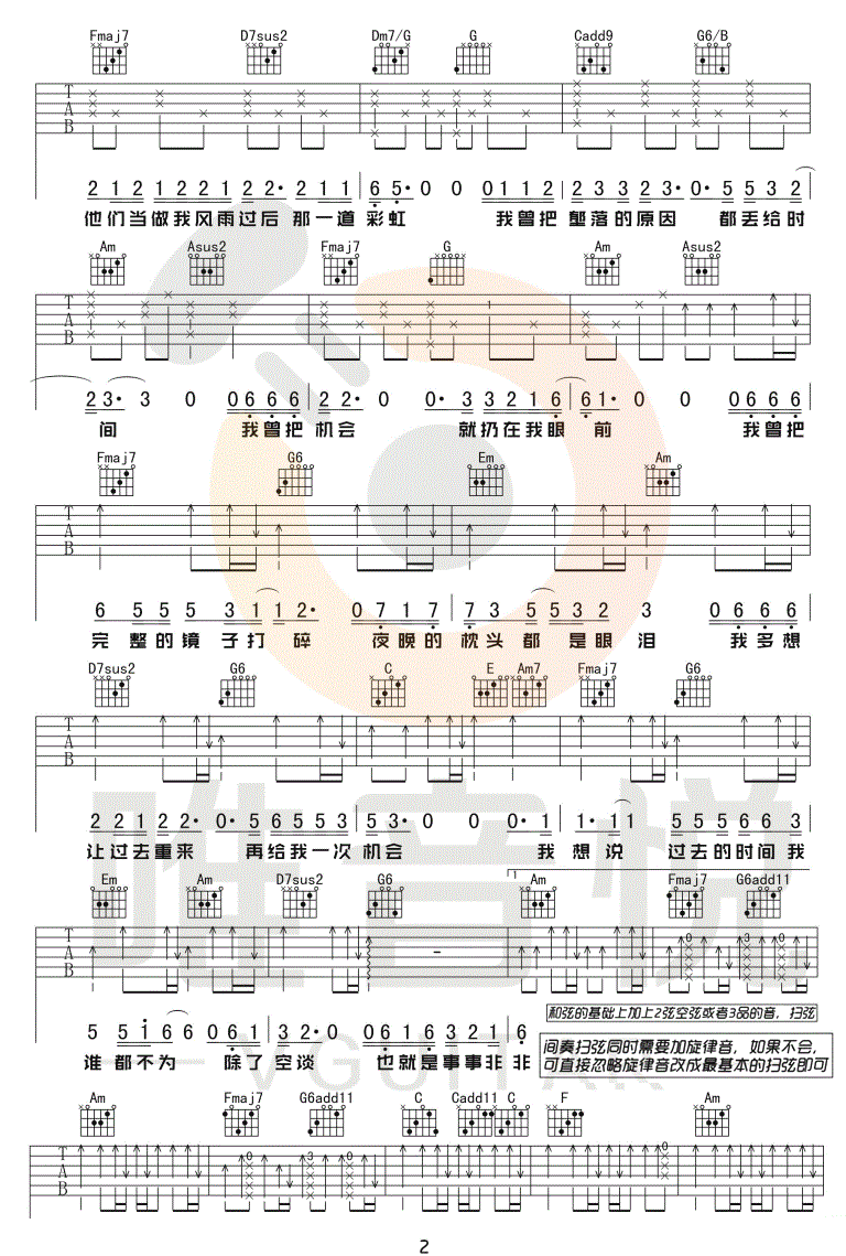 我曾吉他谱预览图