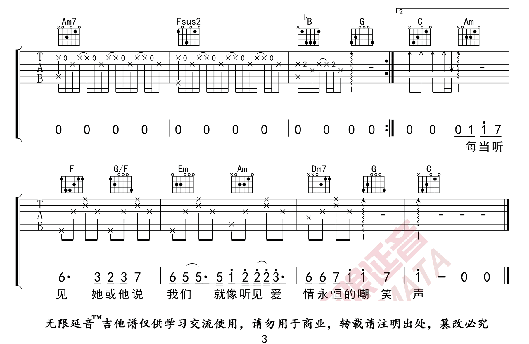 我爱的人吉他谱预览图