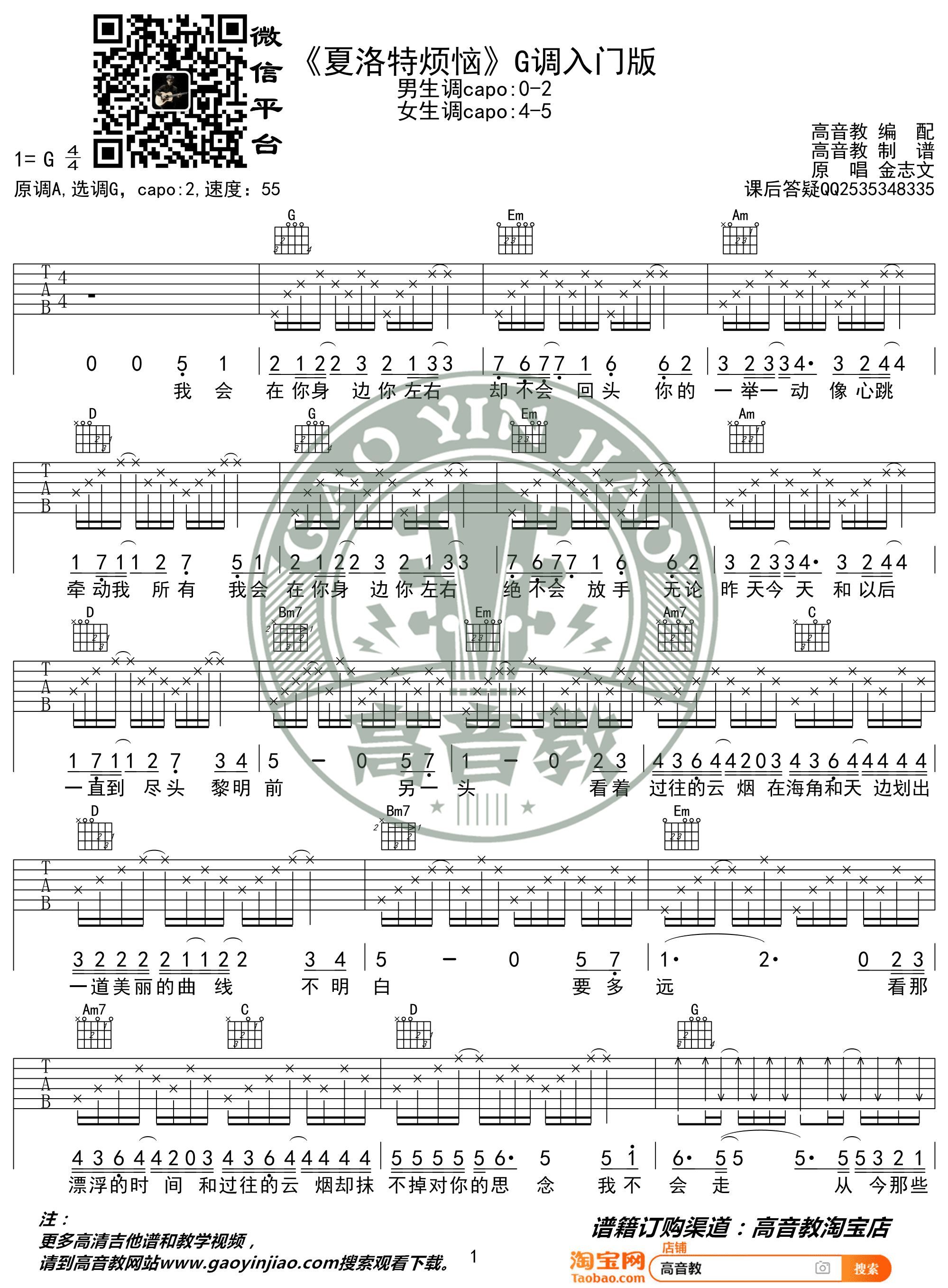 夏洛特烦恼吉他谱预览图