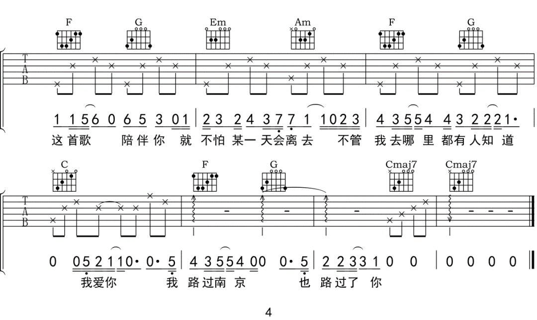 路过南京路过你吉他谱预览图