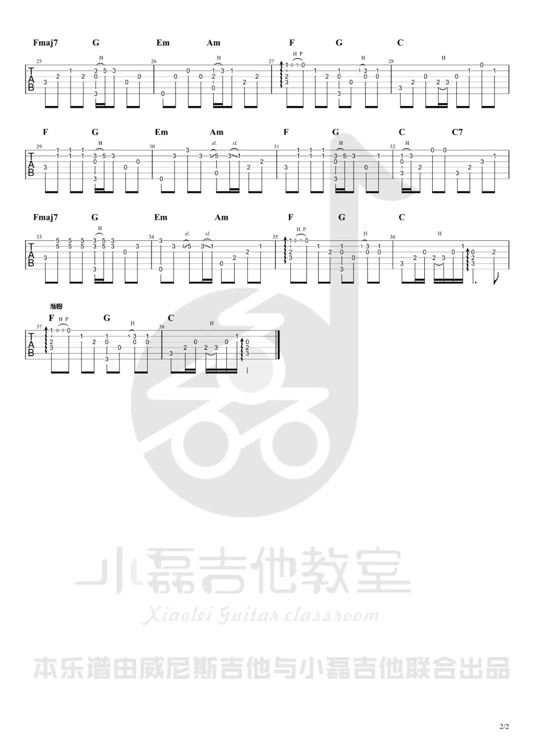 我真的受伤了指弹吉他谱预览图