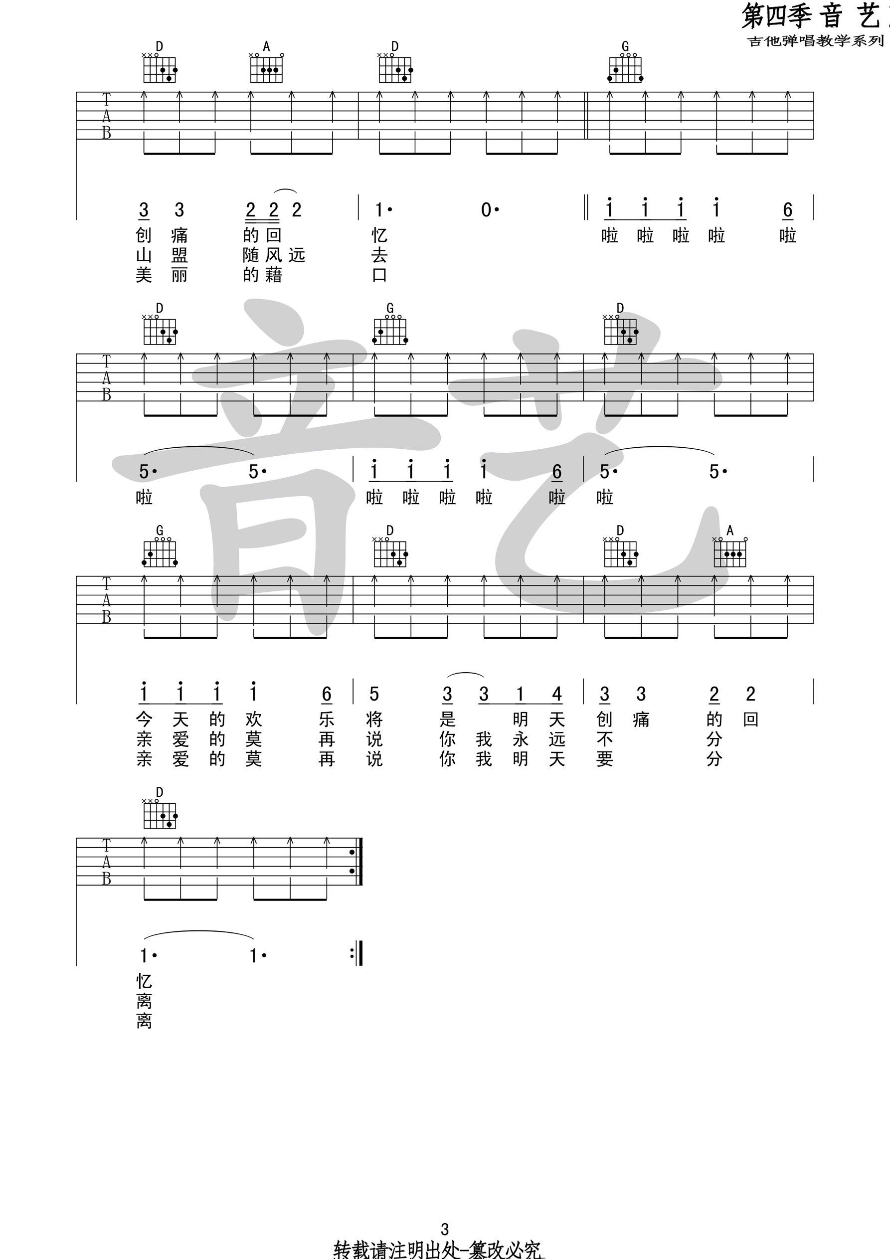 恋曲1980吉他谱预览图