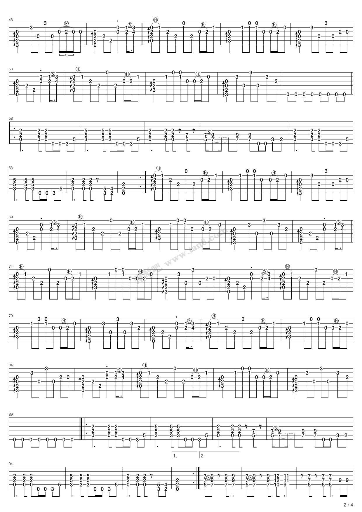 Fade-To-Black指弹吉他谱预览图