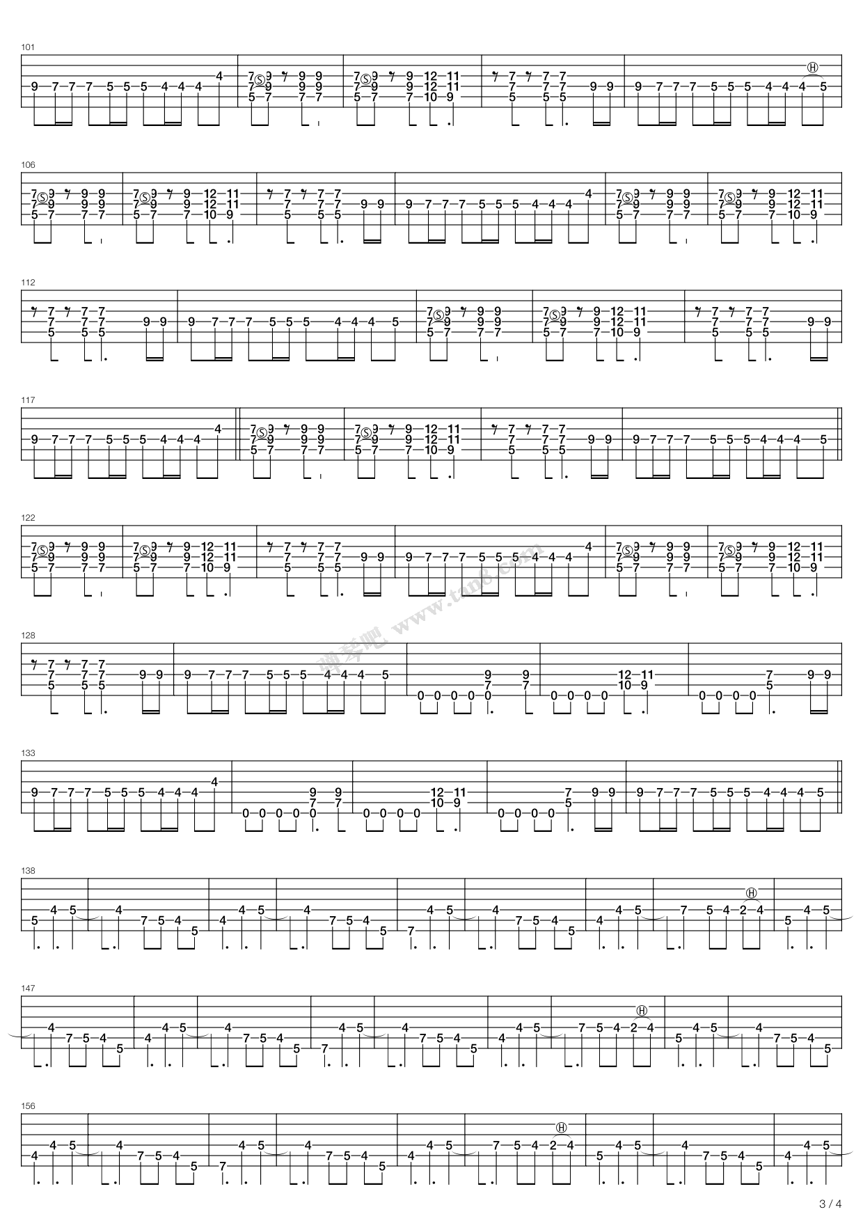 Fade-To-Black指弹吉他谱预览图